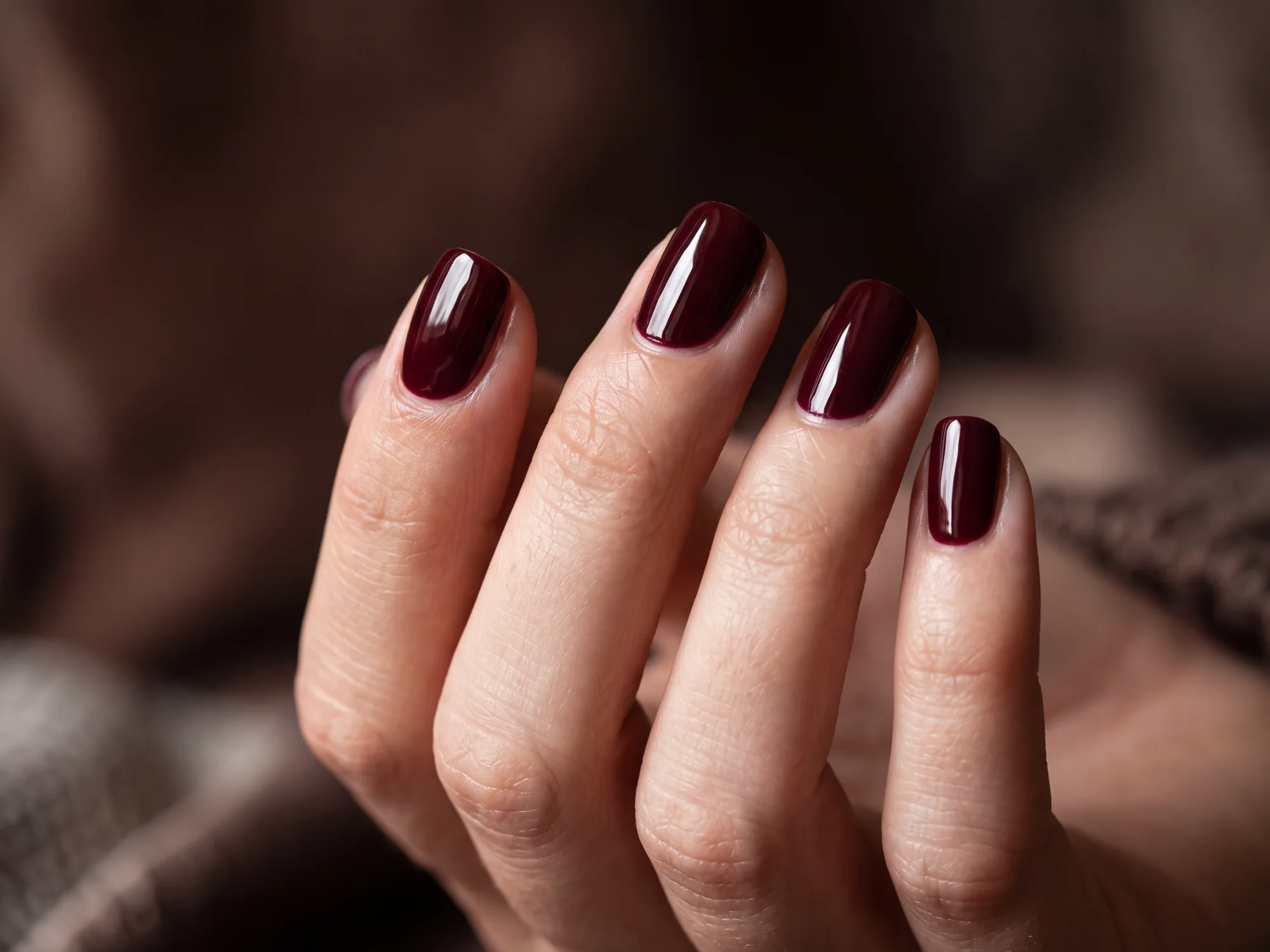 Unghie color burgundy realizzate da MNAILS